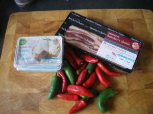 Bacon wrapped, cheese stuffed chillies 004