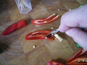 Bacon wrapped, cheese stuffed chillies 005