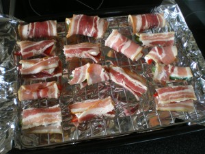 Bacon wrapped, cheese stuffed chillies 009