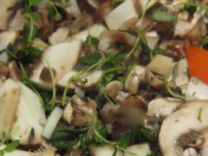 Thyme added to mushrooms