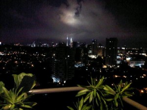 Night view from the balcony, looking at the Petronas Towers